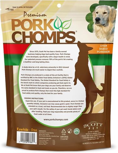 Pork Chomps Baked Pork Skin Dog Chews, 6-inch Twists, Real Sweet Potato Wrap, 4 Count in Kuwait