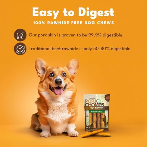 Pork Chomps Baked Pork Skin Dog Chews, 6-inch Twists, Real Sweet Potato Wrap, 4 Count in Kuwait