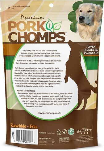 Pork Chomps Baked Pork Skin Dog Chews, 6-inch Twists, Real Sweet Potato Wrap, 4 Count in Kuwait