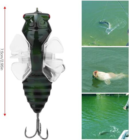 في بيست لايف طعم صيد على شكل سيكادا من بيونيك، 7.5 سم خطاف طعم صيد صناعي صلب مع دوران دوار in Kuwait