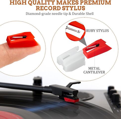4 Pack Upgrade Record Player Needle, Ruby Turnable Stylus Replacement Crosley Record Player Needles for Most Crosley, Victrola Lp, Ion, Needle Replacement Lp Vinyl Turntable in Saudi Arabia