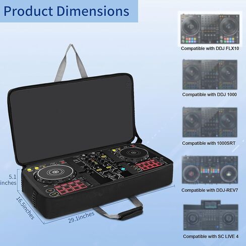 DJ Controller Case Compatible with FLX10 / DDJ 1000 / 1000SRT / DDJ-REV7 / DDJ-REV5 / SC LIVE 4, DJ Controller Carrying Case Padded with Multi-pocket, DJ Case for DJ Controller & Accessories in Kuwait
