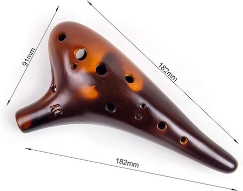 Ocarina, Horse 12 Holes Alto C Ceramic with Carry Bag Music Book Strap (Brown) in Saudi Arabia
