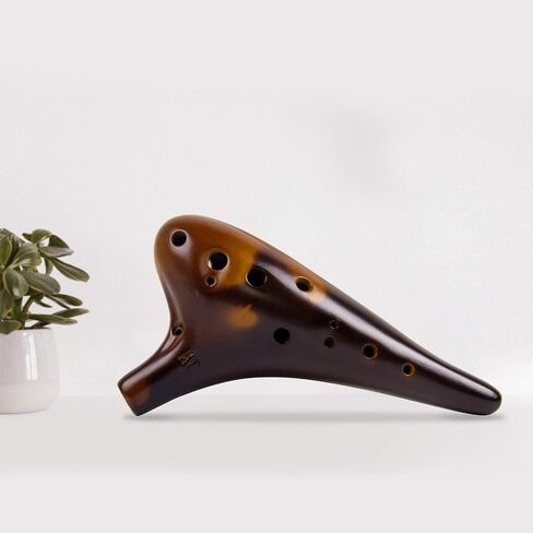 Ocarina, Horse 12 Holes Alto C Ceramic with Carry Bag Music Book Strap (Brown) in Saudi Arabia