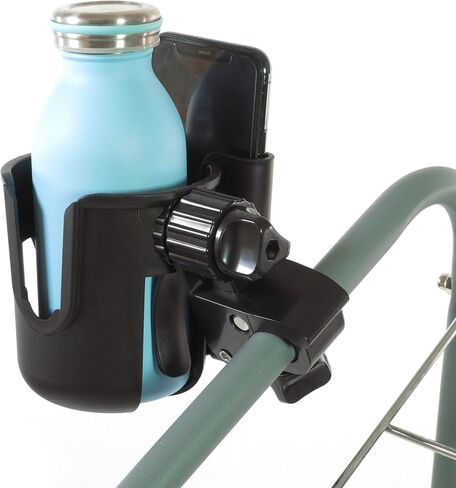 حامل أكواب بحامل ميكروفون من فابريكو مع حامل هاتف، حامل هاتف 2 في 1 أيضًا لعربة الأطفال والدراجة والكرسي المتحرك والمشاية والسكوتر وجهاز المشي وعربة الجولف وعربة التسوق وكرسي الشاطئ. in Kuwait