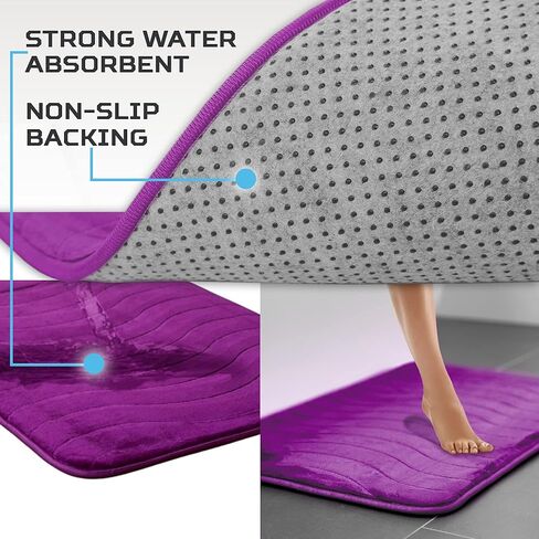 مجموعة سجاد الحمام الفاخرة Elvoki مكونة من 5 قطع - طقم سجادة حمام من الإسفنج الذكي، طقم سجاد المرحاض. قوي الامتصاص، غير قابل للانزلاق، فائق النعومة، سهل التنظيف، أسود in Kuwait