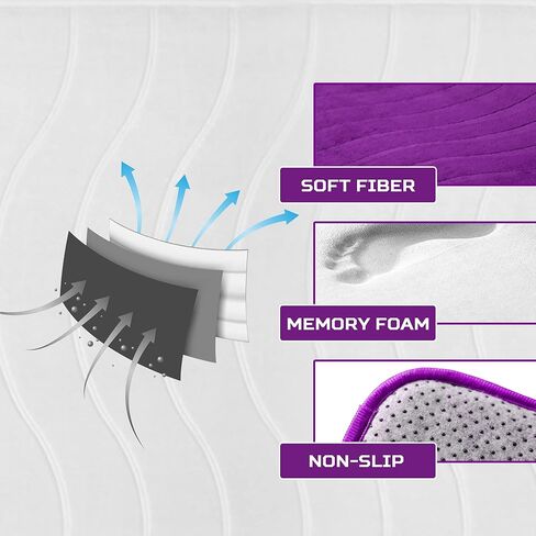 مجموعة سجاد الحمام الفاخرة Elvoki مكونة من 5 قطع - طقم سجادة حمام من الإسفنج الذكي، طقم سجاد المرحاض. قوي الامتصاص، غير قابل للانزلاق، فائق النعومة، سهل التنظيف، أسود in Kuwait