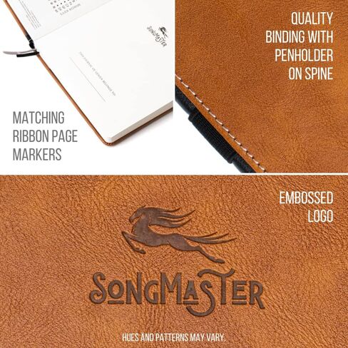 مجلة Songmaster Songwriting مقاس 8.5 × 11 بوصة • دفتر ملاحظات للموسيقى مصنوع من الجلد النباتي من Crazy Horse • 180 صفحة بغلاف مقوى لموظفي الموسيقى، مخطوطة ورقية، دفتر ملاحظات ورقي، مجلة الموسيقى، 150 درسًا مجانيًا في iVideosongs in Kuwait