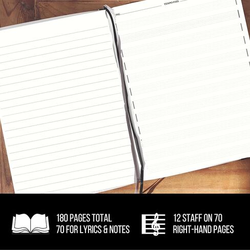 مجلة Songmaster Songwriting مقاس 8.5 × 11 بوصة • دفتر ملاحظات للموسيقى مصنوع من الجلد النباتي من Crazy Horse • 180 صفحة بغلاف مقوى لموظفي الموسيقى، مخطوطة ورقية، دفتر ملاحظات ورقي، مجلة الموسيقى، 150 درسًا مجانيًا في iVideosongs in Kuwait
