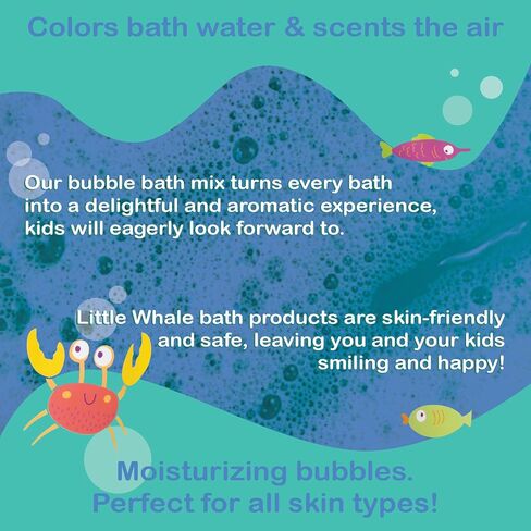 Mobi Little Whale Bubble Bath - Makes 12 Bubble Baths, Moisturizing Bubbles, for All Skin Types, Non Toxic, Chemical Free, GMO Free - 8 Fl Oz in Kuwait