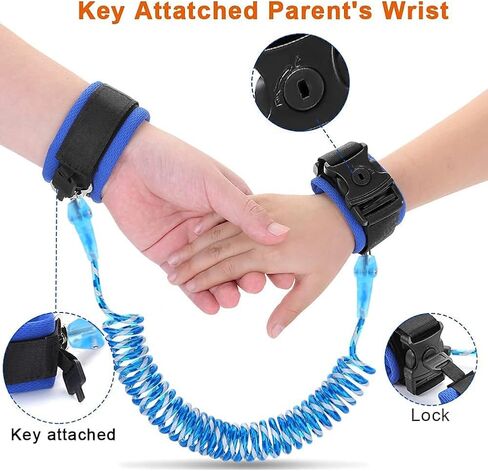 سلسلة معصم مضادة للفقدان مقود للأطفال مع أقفال أمان مطورة للأطفال الرضع والأطفال وسوار المعصم للأنشطة الخارجية والتسوق (وردي 8.2 قدم) in Kuwait