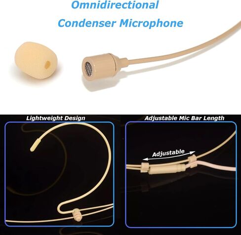 Headset Microphone Headworn Double Over Ear Earset Hanging Condenser Omnidirectional Mic Compatible with Wireless Bodypack Transmitter System with 3.5mm Thread Screw Plug in Kuwait
