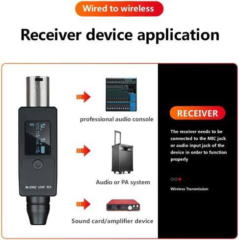 YXG UHF Wireless XLR Transmitter and Receiver Plug-on Wireless Microphone System for Dynamic/Condenser Microphone,with 48V Phantom Power, Electric Guitar/Bass, and More,Audio Mixer, PA System in Kuwait