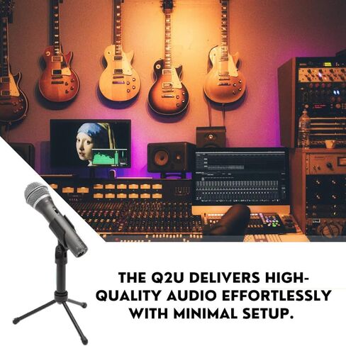 Samson Q2U Handheld Dynamic XLR/USB Microphone Bundle with Boom Arm, Shock Mount, and Pop Filter (4 Items) in Saudi Arabia