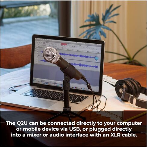 Samson Q2U Handheld Dynamic XLR/USB Microphone Bundle with Boom Arm, Shock Mount, and Pop Filter (4 Items) in Saudi Arabia