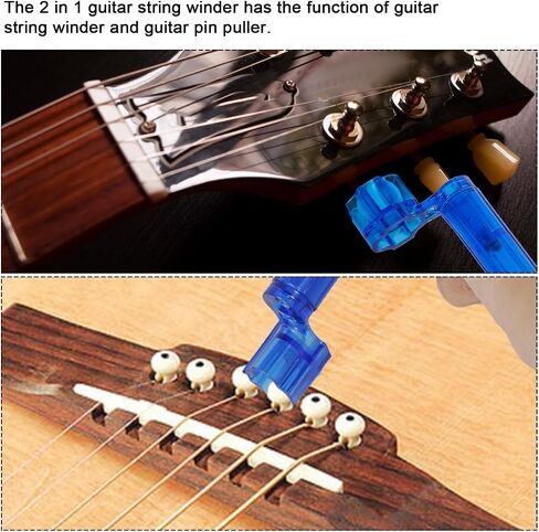 3Pcs Guitar String Winder, 2 in 1 Guitar String Tool Bridge Pin Remover Speed Peg Puller Winder Tool for Acoustic Electric Guitar Bass Ukulele,(Black, Red, Blue,) Instrument Accessories in Saudi Arabia