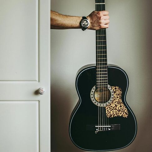 Guitar Pickguard Anti-Scratch Guard Plate Perfect Replacement, Genuine Leather，Self Adhesive (1-leopard print) in Saudi Arabia