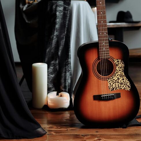 Guitar Pickguard Anti-Scratch Guard Plate Perfect Replacement, Genuine Leather，Self Adhesive (1-leopard print) in Saudi Arabia