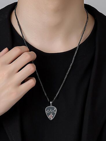 Dorunmo Guitar Pick Holder Necklace Sterling Silver Personalized Soundwave Guitar Pick Pendant Holder Christmas Musicians Gift for Guitar Lovers Music Lovers in Kuwait