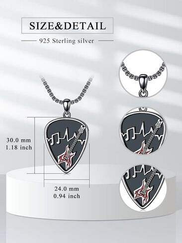 Dorunmo Guitar Pick Holder Necklace Sterling Silver Personalized Soundwave Guitar Pick Pendant Holder Christmas Musicians Gift for Guitar Lovers Music Lovers in Kuwait