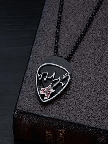 Dorunmo Guitar Pick Holder Necklace Sterling Silver Personalized Soundwave Guitar Pick Pendant Holder Christmas Musicians Gift for Guitar Lovers Music Lovers in Kuwait
