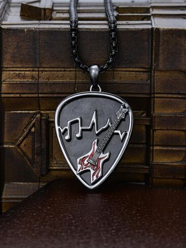 Dorunmo Guitar Pick Holder Necklace Sterling Silver Personalized Soundwave Guitar Pick Pendant Holder Christmas Musicians Gift for Guitar Lovers Music Lovers in Kuwait