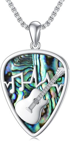 Dorunmo Guitar Pick Holder Necklace Sterling Silver Personalized Soundwave Guitar Pick Pendant Holder Christmas Musicians Gift for Guitar Lovers Music Lovers in Kuwait