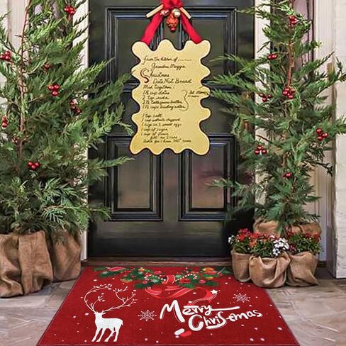 ممسحة عيد الميلاد من INGEROOM - سجادة باب للعطلات مقاس 60.96 × 91.44 سم، سجادة قابلة للغسل في ديكورات الكريسماس، سجادة ديكور للباب الأمامي في الهواء الطلق، سجادة للباب الأمامي، قابلة للغسل في الغسالة، سجادة في الداخل/الخارج، سجادة رمي المزرعة in Kuwait