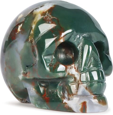 Black Banded Agate Crystal Skull Statue 2" Crystal Stone Skull Head Statues for Halloween Decor Gemstone Carving Human Skull Figurines Skull Gift for Women Men Decorative Crafts Home Decor in Saudi Arabia