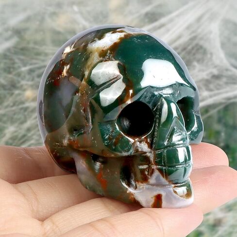 Black Banded Agate Crystal Skull Statue 2" Crystal Stone Skull Head Statues for Halloween Decor Gemstone Carving Human Skull Figurines Skull Gift for Women Men Decorative Crafts Home Decor in Saudi Arabia
