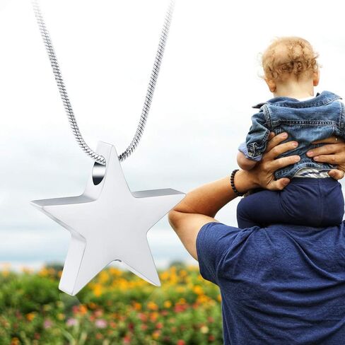 zeqingjw Star Shape Urn Necklace for Ashes Stainless Steel Urn Pendant Cremation Jewelry for Ashes Memory Keepsake Gifts Jewelry for Women Men in Kuwait