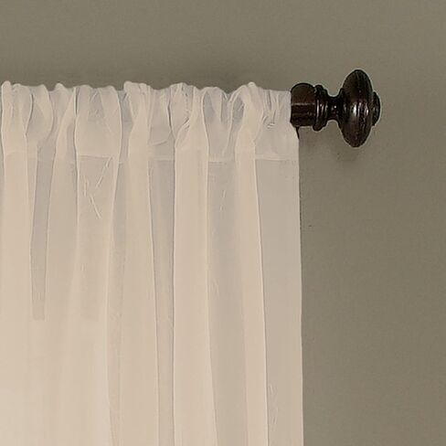 Curtainworks Trinity Crinkle Voile Sheer Curtain Panel, 51 by 63", Oyster in Kuwait