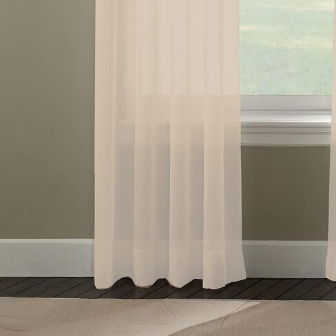 Curtainworks Trinity Crinkle Voile Sheer Curtain Panel, 51 by 63", Oyster in Kuwait