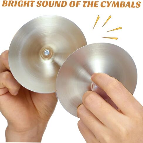 صنج إصبع صغير مقاس 3.54 بوصة صنج يدوي صغير فضي للصنج للرقص الشرقي للأطفال مع مقبض خشبي صنج صغير in Kuwait