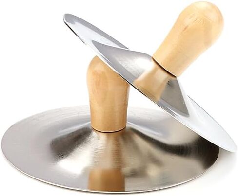 صنج إصبع صغير مقاس 3.54 بوصة صنج يدوي صغير فضي للصنج للرقص الشرقي للأطفال مع مقبض خشبي صنج صغير in Kuwait