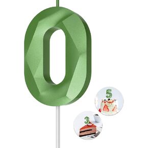 Number Birthday Candles(14 Candle Green) 3D Diamond Shape Number Happy Birthday Cake Candles for Birthday Party Wedding Decoration Reunions Theme Party