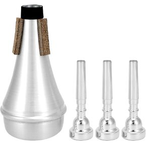 QWORK Trumpet Accessory Kit with 3 Mouthpieces (7C, 5C, 3C) and Aluminum Alloy Practice Mute for Beginners to Advanced Players in Saudi Arabia