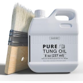 32 OZ Pure Tung Oil for Wood Finishing with Wood Brush, Waterproof Wood Sealer Indoor and Outdoor, 100% Pure Natural Tung Oil for Unfinished Bare Wood, Such as Wood Furniture, Wood Floors