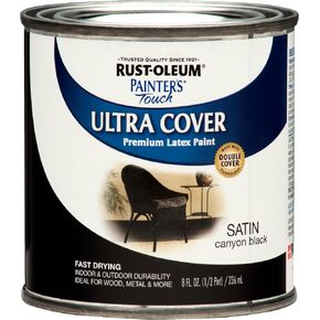 Rust-Oleum 267249-Painter's Touch Latex Paint, 1 Half Pint, Satin Canyon Black