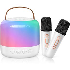 Mini Karaoke Machine for Kids Adults, Portable Bluetooth Speaker with 2 Wireless Microphones, for 4 5 6 7 8 9 10+ Years Old Teenage Girls & Boys Birthday and Holiday Toy Gifts.