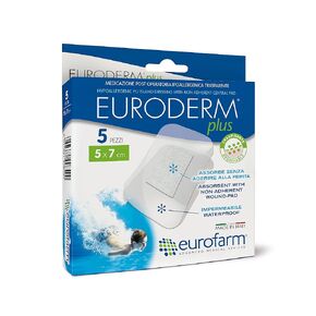 EURODERM Plus 4 × 4 بوصة، ضمادة جروح شفافة من مادة البولي يوريثين اللاصقة. مقاومة للماء، مقاومة للبكتيريا، معقمة، قابلة للتنفس، مع وسادة مركزية ماصة وغير لاصقة - (5 قطع)