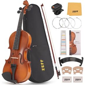 ZEFF Violin for Kids & Beginners, Size 1/2 Acoustic Violin with Bow, Case,Tuner, Bridge, Violin Strings, Starter Violin with Accessory Kit, Sprucewood Wooden Stringed Musical Instruments