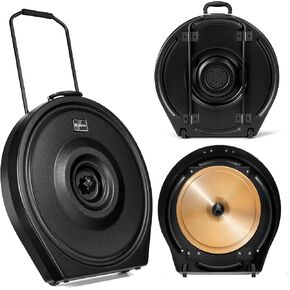 Vangoa Cymbal Case with Wheels and Pull Handle, Cymbal Vault with Padded Dividers Fits Up to 22" Cymbals (PE-22), Black