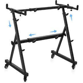 حامل لوحة مفاتيح بيانو من TORIBIO مع عجلات دوارة، حامل موسيقى على طراز Z ​​يناسب بيانو كهربائي من 54 إلى 88 مفتاحًا، عرض وارتفاع قابلان للخدمة الشاقة مع وسادات مضادة للانزلاق in Kuwait