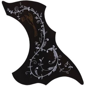 Black Self Adhesive Acoustic Guitar Pickguard Pick Guards Scratch Plate,Hummingbird and Water Shaped Self Adhesive, Cool Guitar Accessories Gifts Acoustic and Classical Guitar Parts(ZS379) in Kuwait