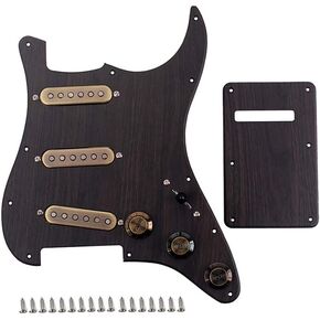 Alnicov 3-Ply Prewired Loaded Pickguard Scratchplate Backplate with SSS Alnico V Pickups Kit for Strat ST Electric Guitars