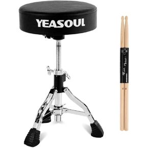 Drum Throne Seat Padded Drum Chair Drum Stool Height Adjustable Double Braced Stool with a Pair Drumsticks for Kids Drummers in Kuwait