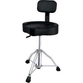 Drum Throne with Backrest Padded Hydraulic Drum Chair Height Adjustable Drum Stool with Stable Bass Comfortable Memory Foam Drum Seat for Adult Drummers Guitar Players, Black