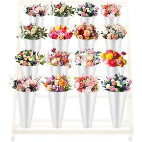 Sunnychicc 16 Pcs Black Plastic Flower Buckets Bulk 14.5 Inch H 8.7 Inch W Wake up Flower Display Buckets Tall Vase Bucket for Cut Flowers Indoor Outdoor Home Wedding Flower Display Florist Supplies