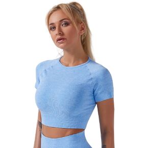 Women's Seamless Tight Crop top,Seamless Yoga Tight Short Sleeve top